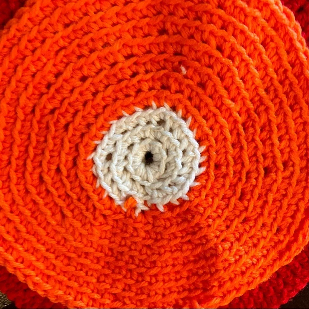Handmade Orange White Circle Crochet Doilies‎